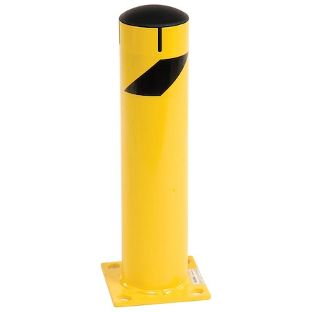 Global Industrial 24 x 5-1/2, Steel Bollard With Removable Plastic Cap & Chain Slots, Existing Concrete 652898M